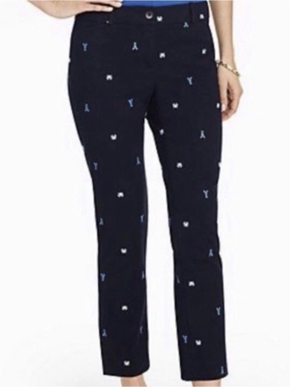 Talbots the perfect crop blue lobster crap pants trousers size 8